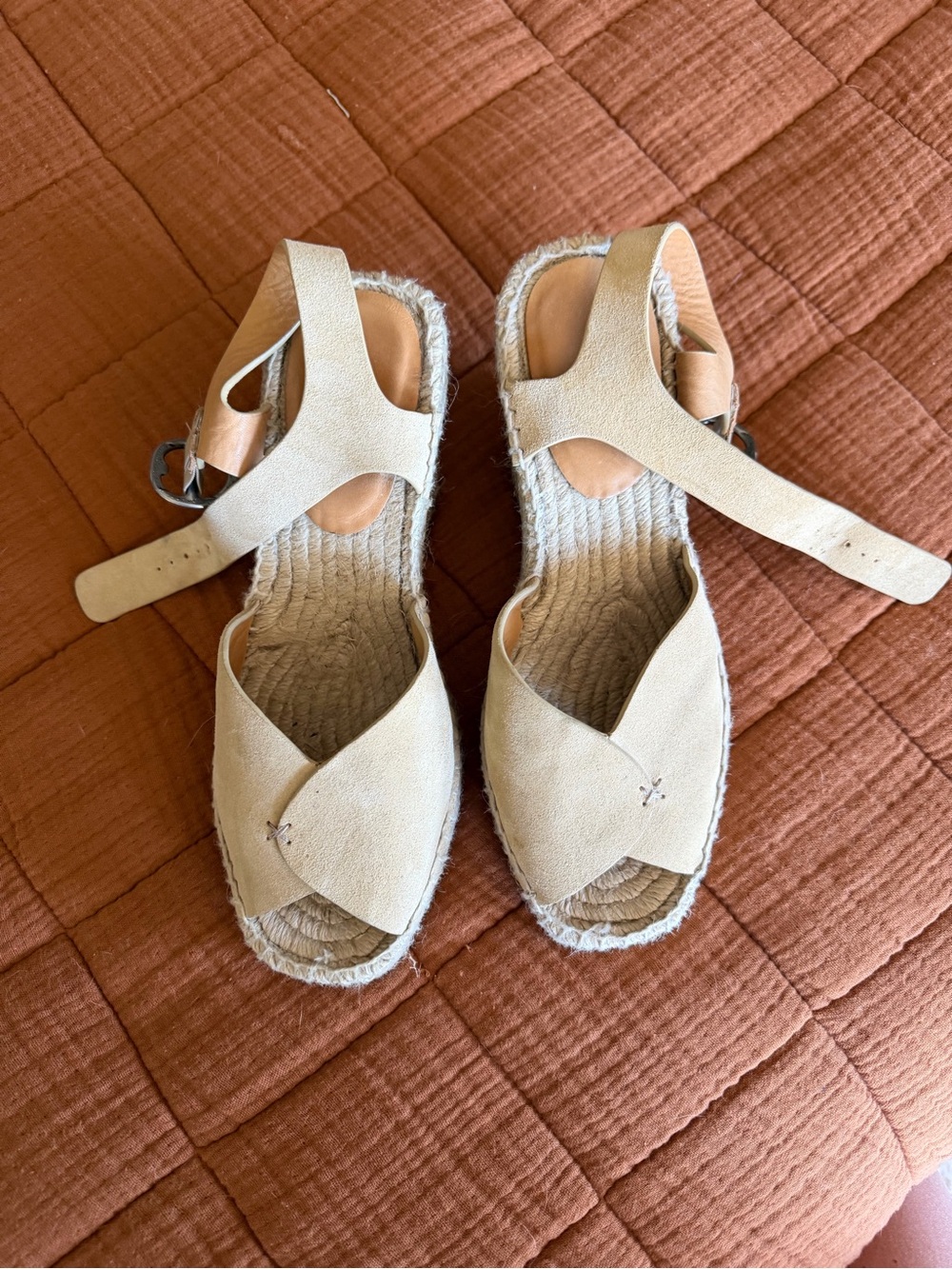 Rag & Bone Beige Women's Espadrille Slingback Sandals Suede